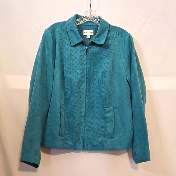 Studio Works, Full Front Zip, Teal, Turquoise, Jacket, Blazer, Front Pockets - Picture 1 of 13